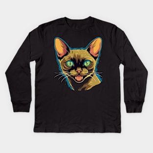 Tonkinese Cat Smiling Kids Long Sleeve T-Shirt